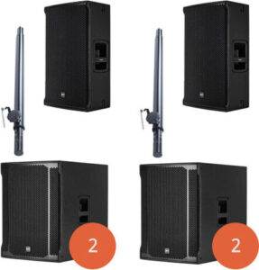 Speakerset 7 2 x RCF NX945 topspeaker, 4 x RCF 8003 subwoofer
