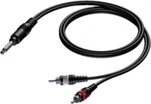 RCA male L,R/2 x mono jack 3m